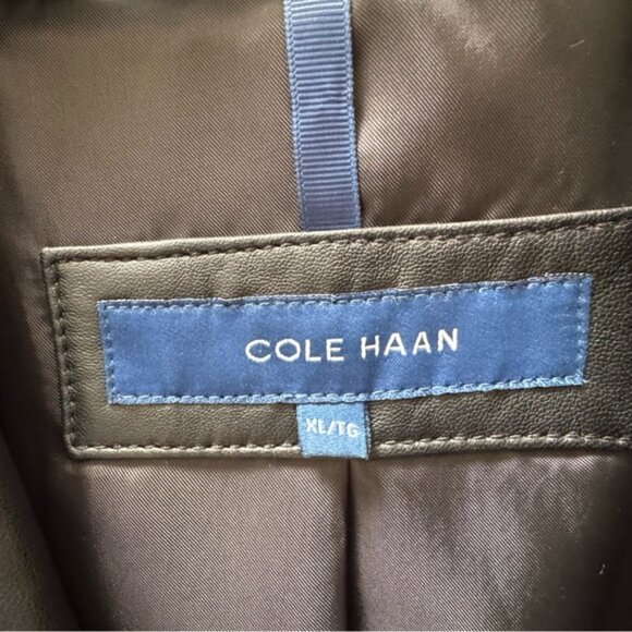 NWOT Cole Haan XL Single Breasted Wing Collar Lambskin Leather Jacket, Black - Picture 4 of 8